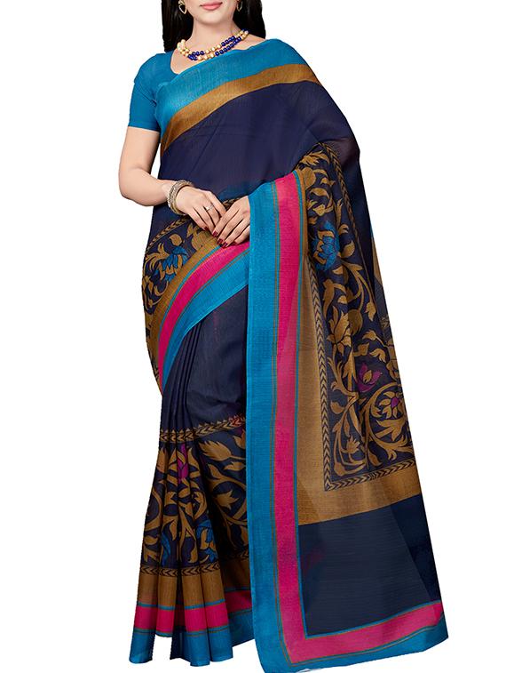 floral printed saree with blouse - 15630956 - Zoom Image - 1