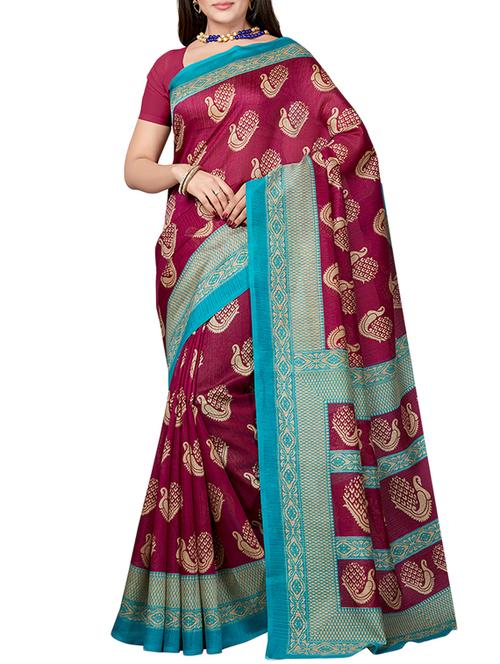 conversational printed saree with blouse - 15630958 - Standard Image - 1