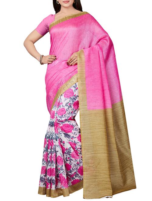 floral half & half saree with blouse - 15630959 - Standard Image - 1