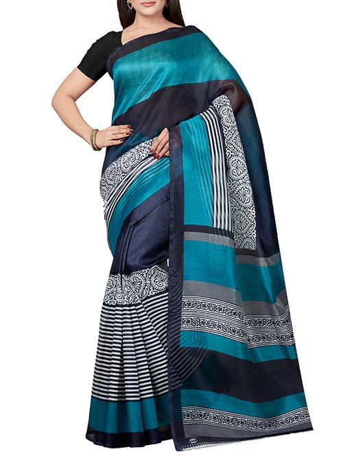 striped printed saree with blouse - 15630960 - Standard Image - 1