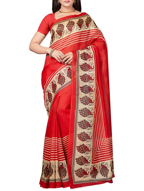 conversational printed saree with blouse - 15630962 - Standard Image - 1