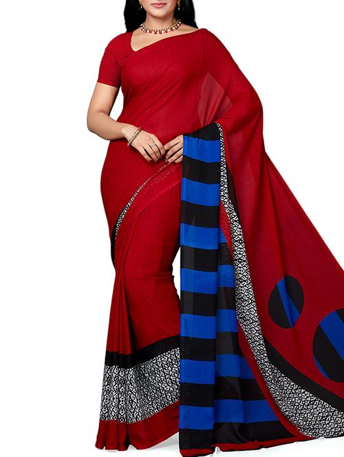 geometrical printed saree with blouse - 15630965 - Standard Image - 1