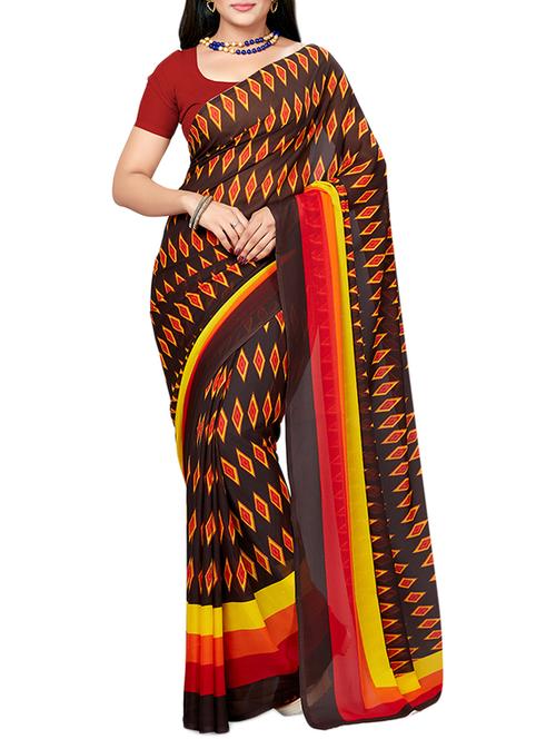 geometrical printed saree with blouse - 15630978 - Standard Image - 1