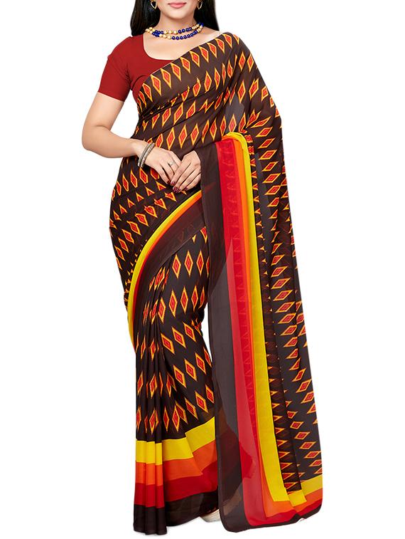 geometrical printed saree with blouse - 15630978 - Zoom Image - 1