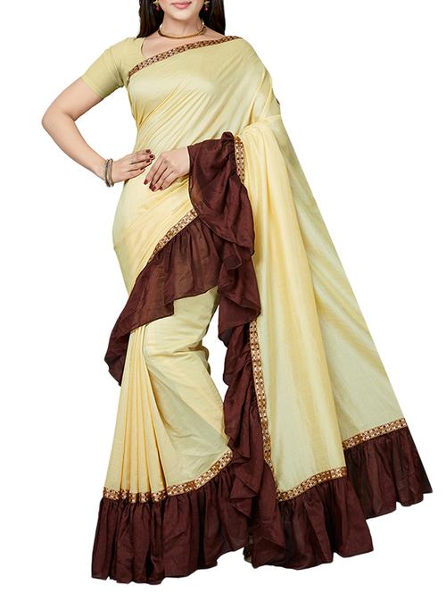 ruffle lace border saree with blouse - 15630989 - Standard Image - 1