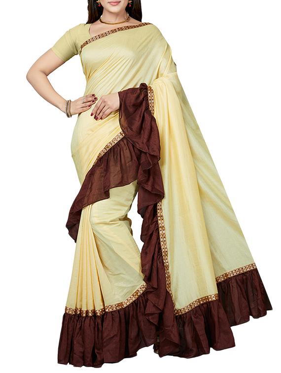 ruffle lace border saree with blouse - 15630989 - Zoom Image - 1