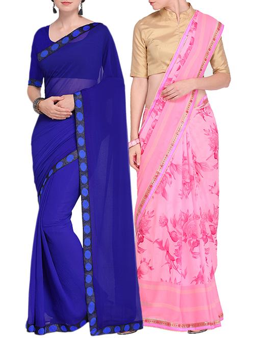 multicolor printed saree combo with blouse - 15631030 - Standard Image - 1