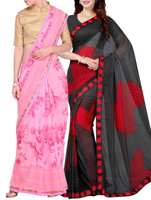 multicolor printed saree combo with blouse - 15631039 - Standard Image - 1