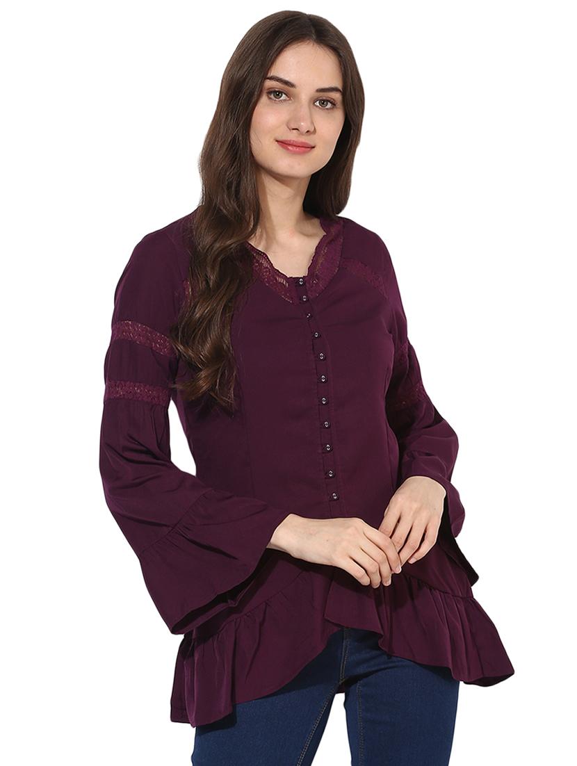 gathered hem lace detail button up top - 15631348 - Zoom Image - 1