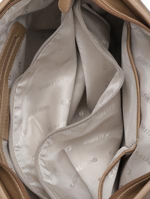 beige leatherette (pu) regular handbag - 15632077 - Standard Image - 3