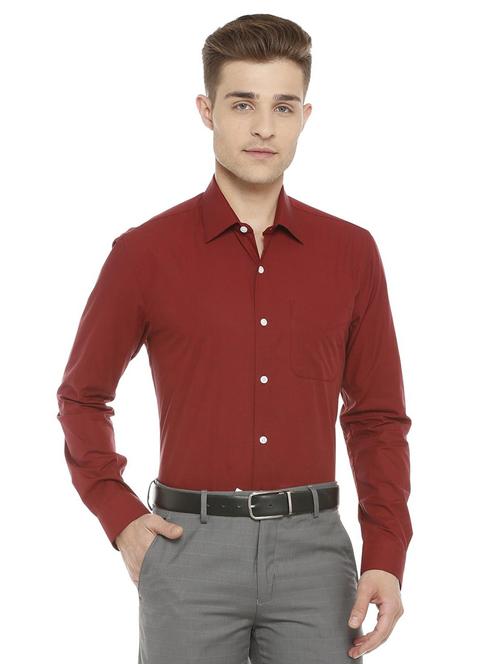 red cotton formal shirt - 15635047 - Standard Image - 1