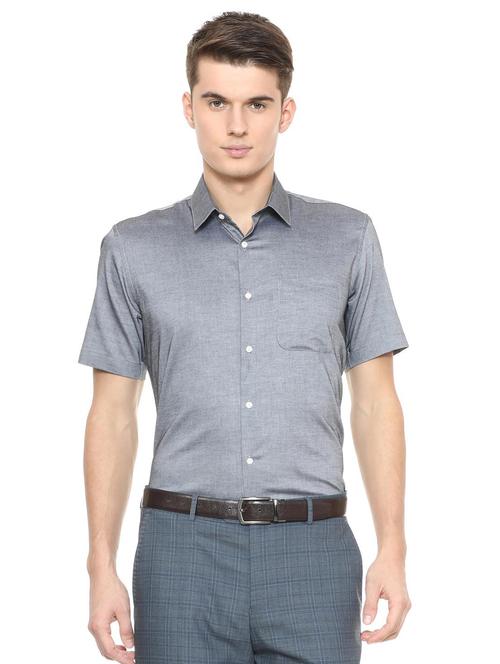 grey cotton formal shirt - 15635198 - Standard Image - 1