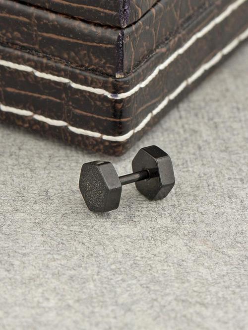 black satin less steel studs earring - 15635604 - Standard Image - 1