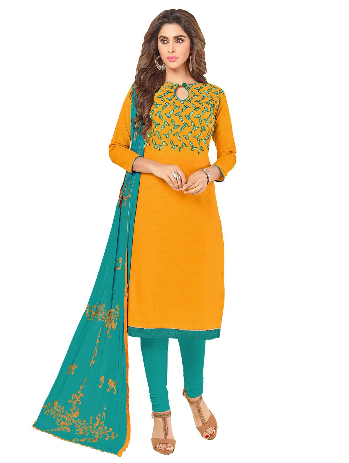 embroidered unstitched churidaar suit - 15636519 - Zoom Image - 1