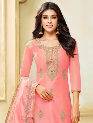 zari embroidered unstitched palazzo suit - 15636839 - Standard Image - 2