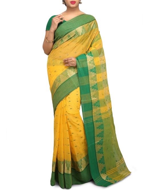 temple zari border tant saree - 15637720 - Very Small Image - 1