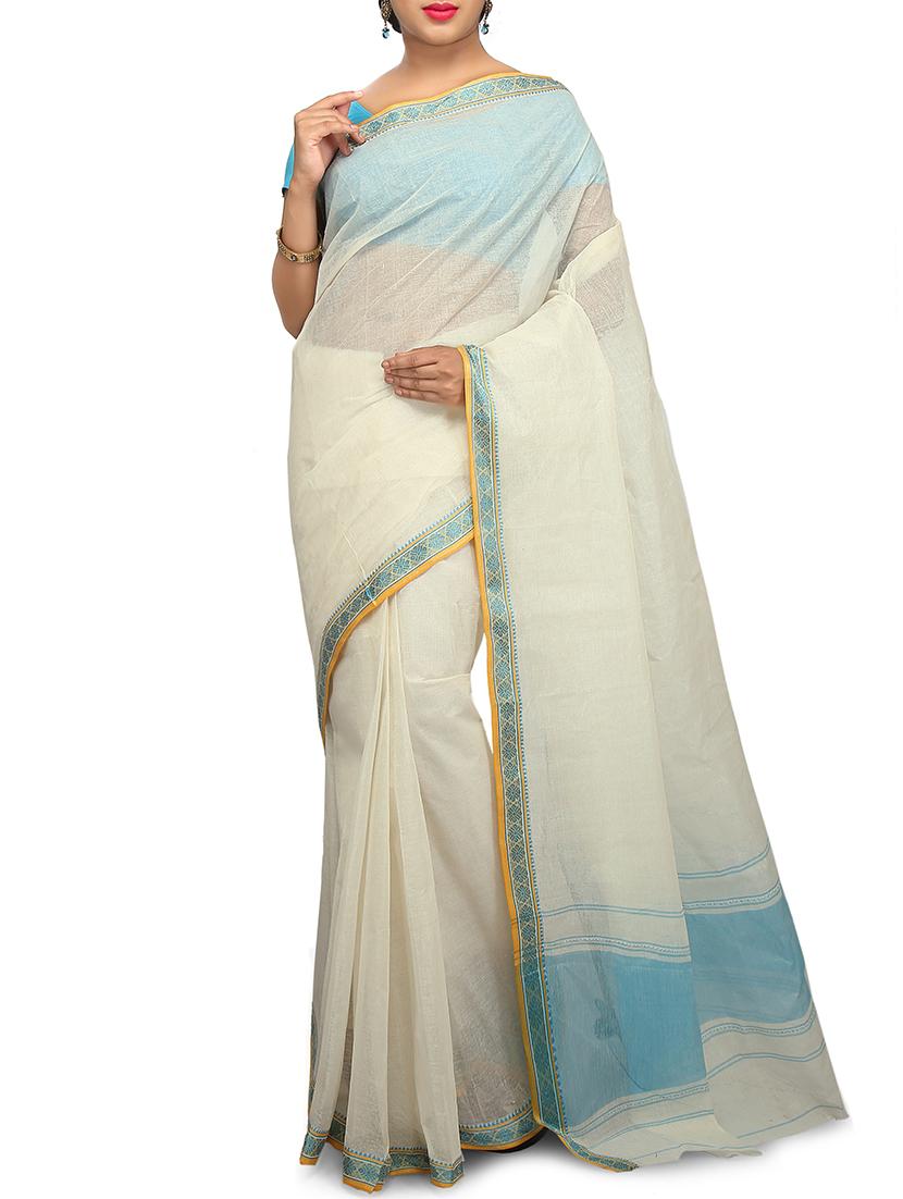 contrast pallu tant saree - 15637754 - Zoom Image - 1