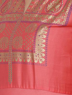 rose pink foil print a-line kurta - 15640218 - Standard Image - 4