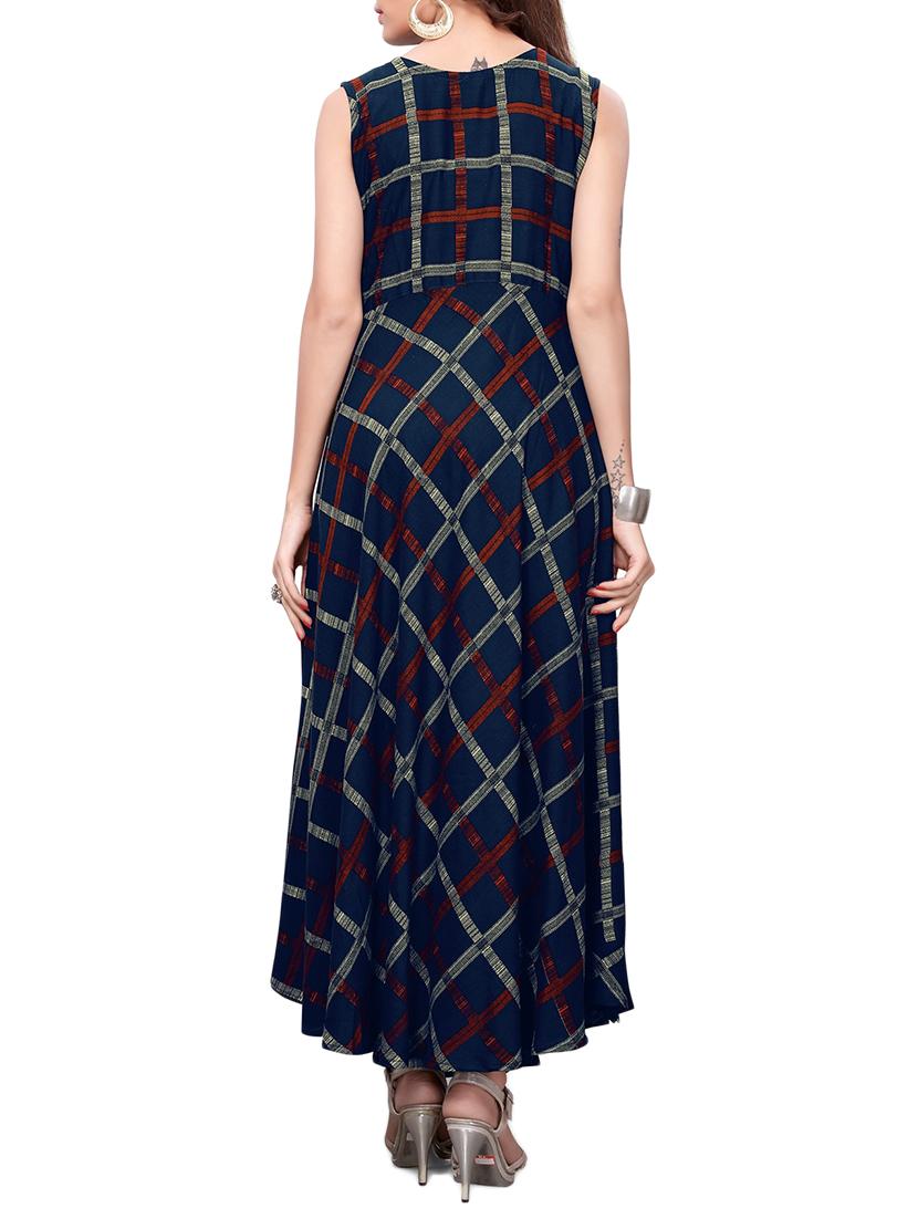 a-line checkered kurta - 15640308 - Zoom Image - 3