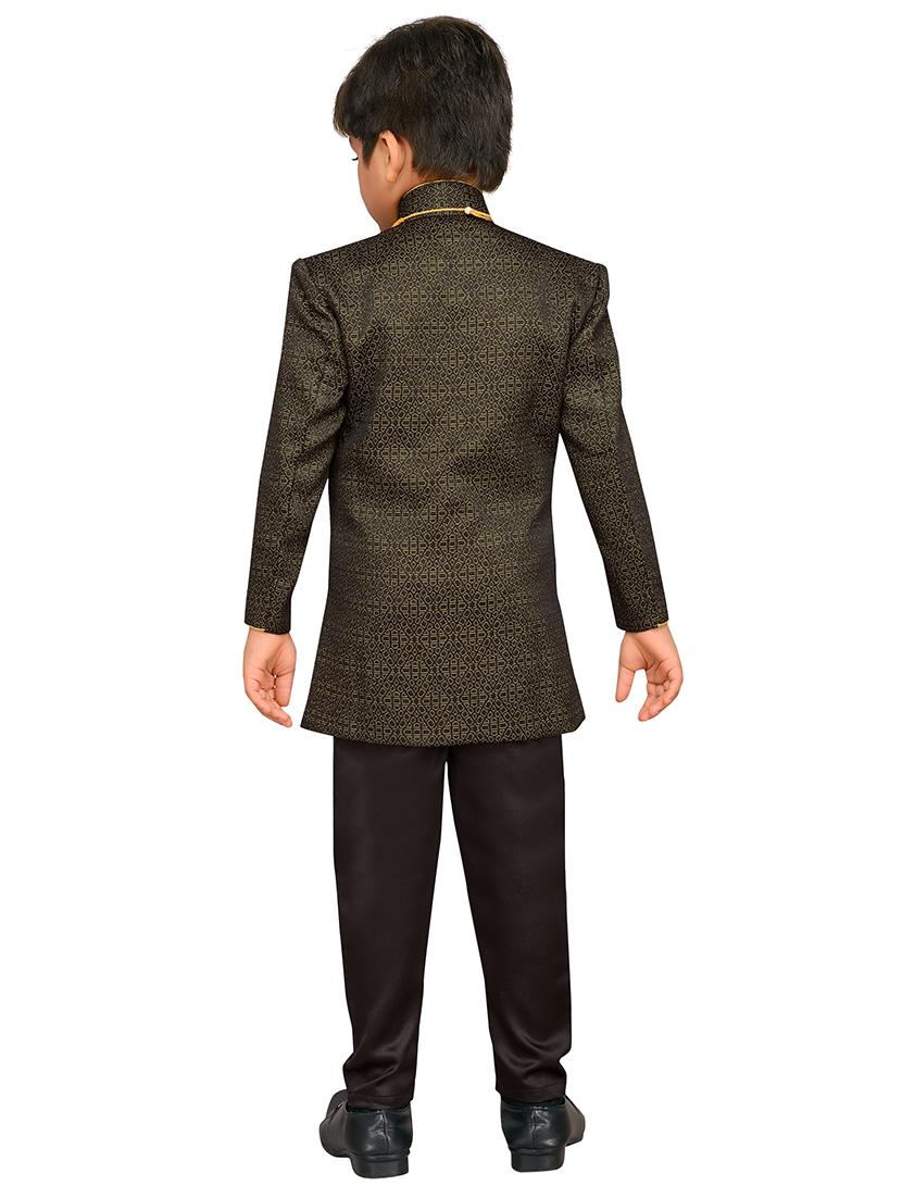 black silk blend sherwani set - 15640905 - Zoom Image - 3