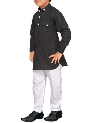 black cotton kurta set - 15640924 - Standard Image - 2
