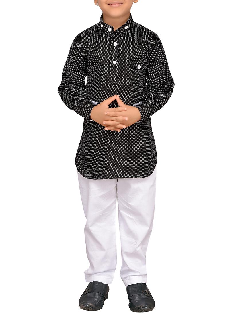 black cotton kurta set - 15640924 - Zoom Image - 1