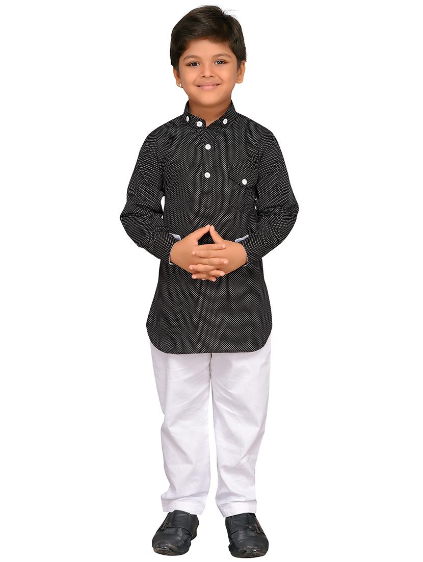 black cotton kurta set - 15640924 - Zoom Image - 4