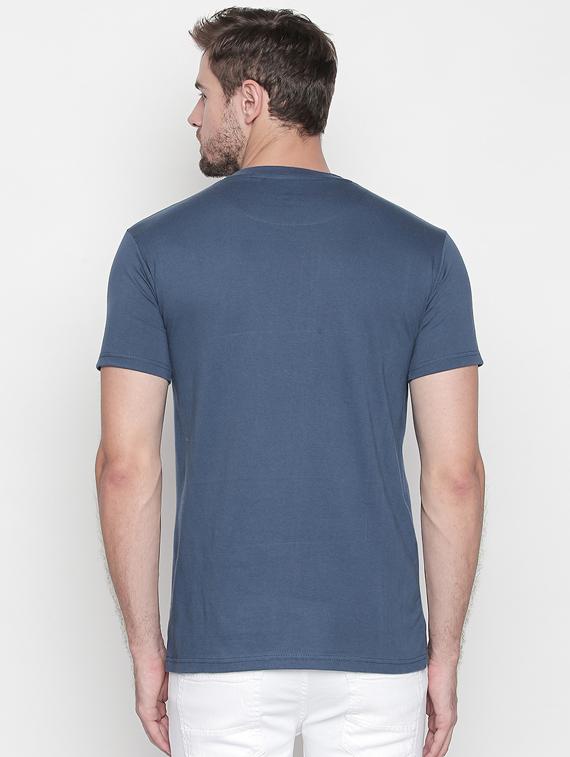 blue cotton chest print t-shirt - 15641552 - Zoom Image - 3