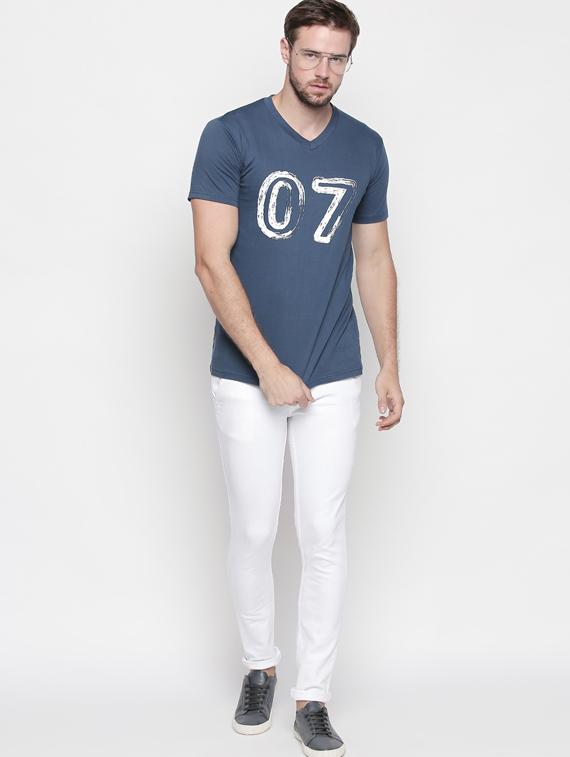 blue cotton chest print t-shirt - 15641552 - Zoom Image - 4