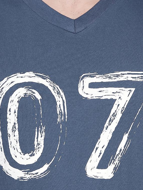 blue cotton chest print t-shirt - 15641552 - Zoom Image - 5