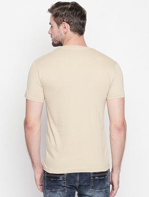 beige cotton chest print t-shirt - 15641553 - Standard Image - 3