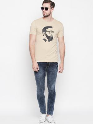 beige cotton chest print t-shirt - 15641553 - Standard Image - 4