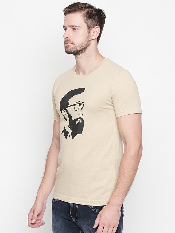 beige cotton chest print t-shirt - 15641553 - Zoom Image - 2