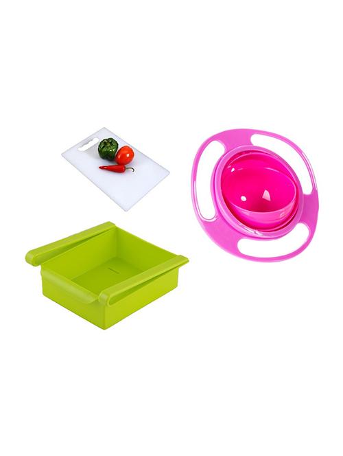 combo of cutting board + revolving baby lunch box + multi purpose fridge storage racks - 15642068 - Very Small Image - 1