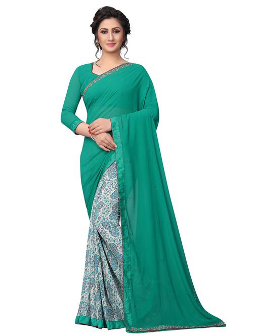 paisley half and half saree with blouse - 15642651 - Standard Image - 1
