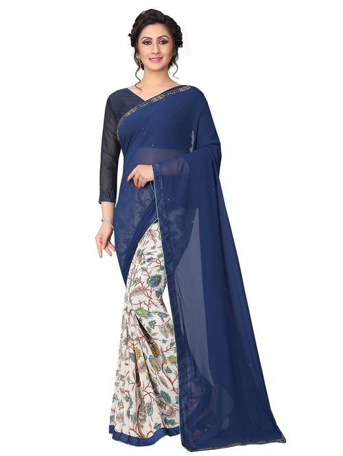 floral half and half saree with blouse - 15642653 - Standard Image - 1
