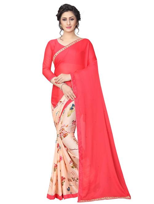 floral half and half saree with blouse - 15642654 - Standard Image - 1