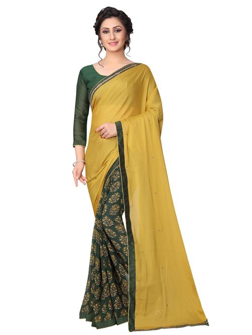 floral half and half saree with blouse - 15642655 - Standard Image - 1