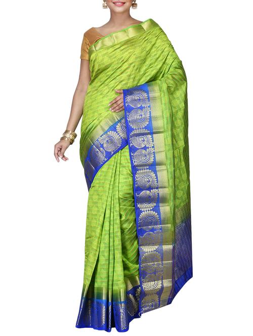 conversational zari border kanjivaram saree with blouse - 15642921 - Standard Image - 1