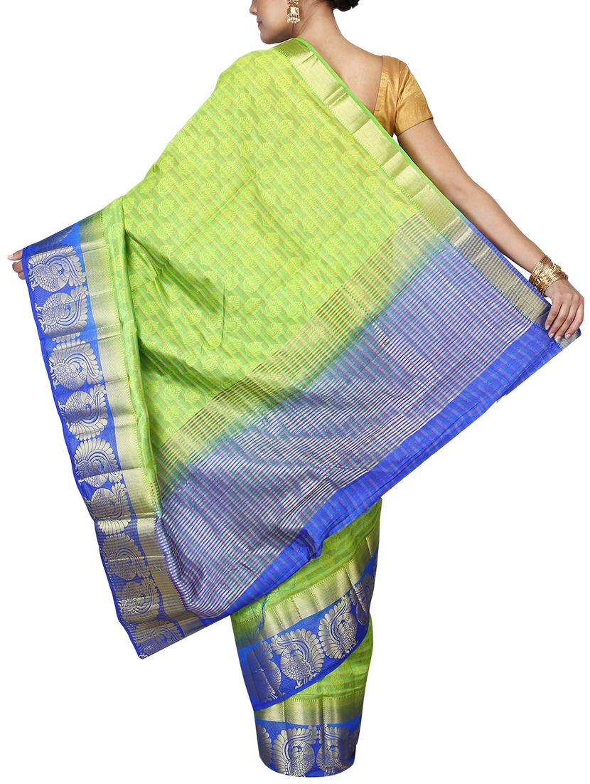 conversational zari border kanjivaram saree with blouse - 15642921 - Zoom Image - 2