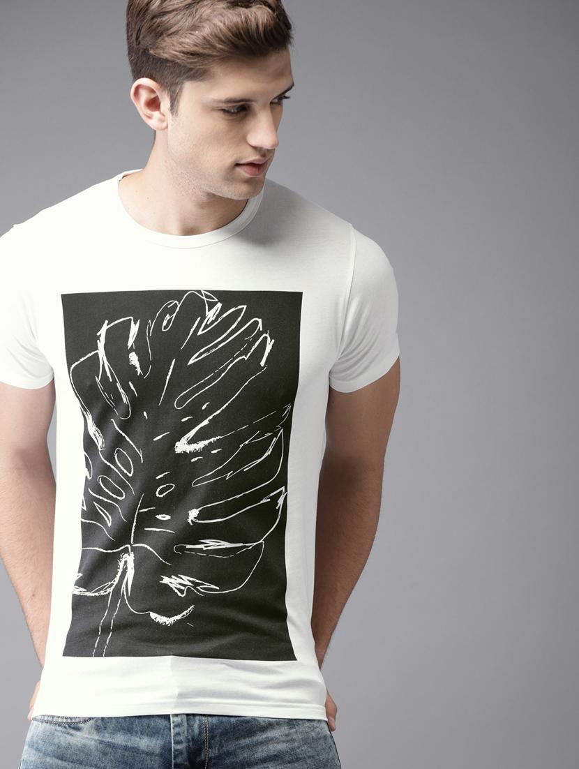 white cotton front print t-shirt - 15643059 - Zoom Image - 1