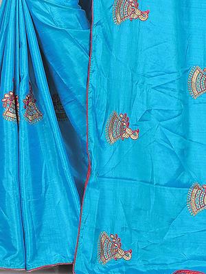 conversational embroidered saree with blouse - 15644399 - Standard Image - 3