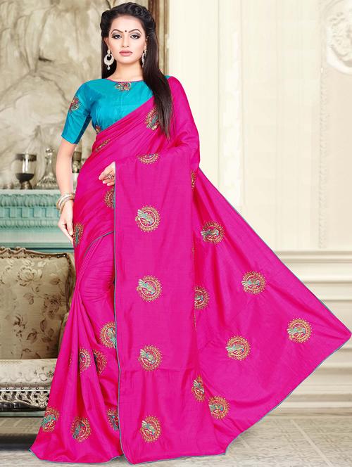 conversational embroidered saree with blouse - 15644425 - Standard Image - 1