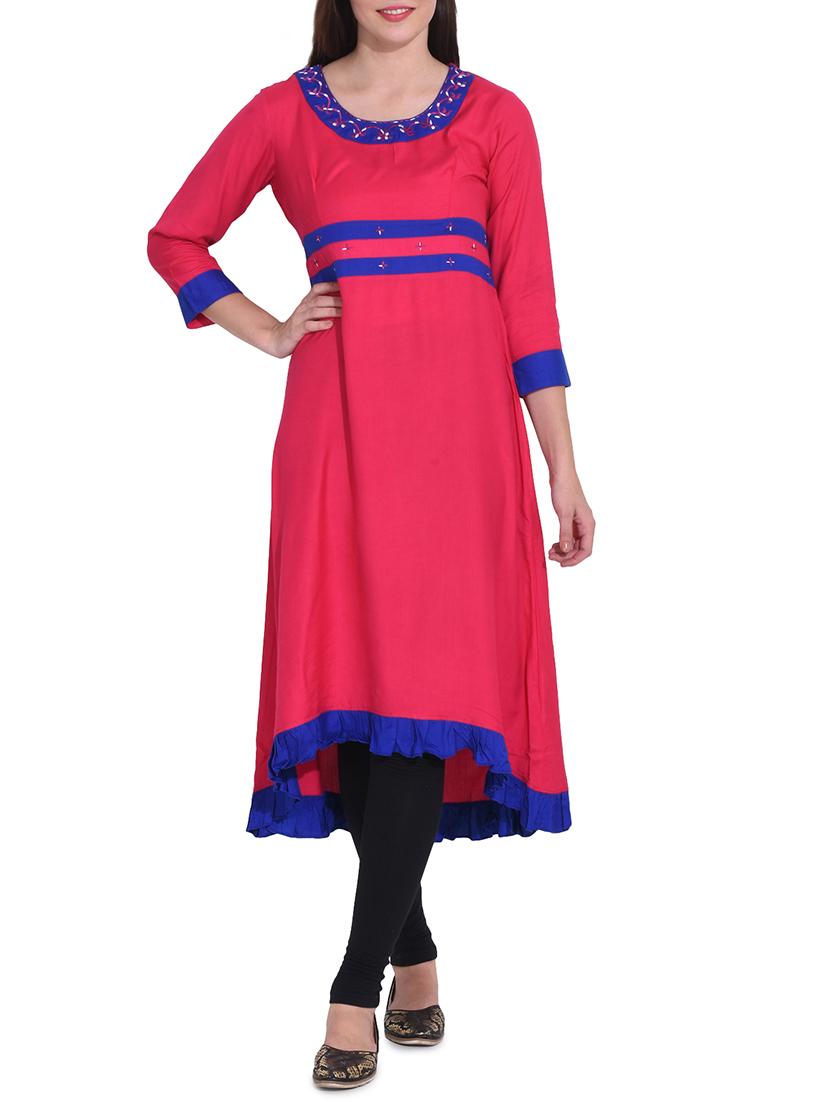 Ruffle hem a-line solid kurta - 15645859 - Zoom Image - 1