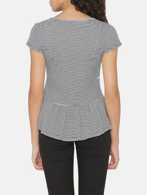 side slit gathered back hem striped top - 15646170 - Standard Image - 3