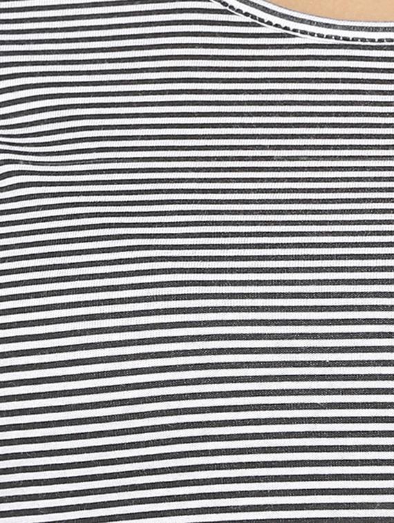 side slit gathered back hem striped top - 15646170 - Zoom Image - 4