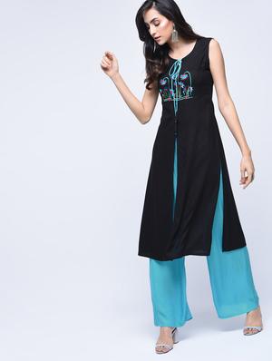 embroidered high slit kurta - 15647809 - Standard Image - 2
