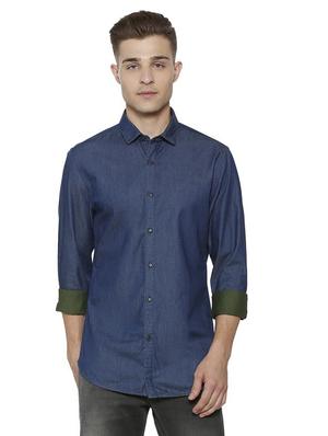 blue cotton casual shirt (reversible) - 15648032 - Standard Image - 2