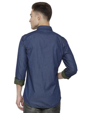 blue cotton casual shirt (reversible) - 15648032 - Standard Image - 3