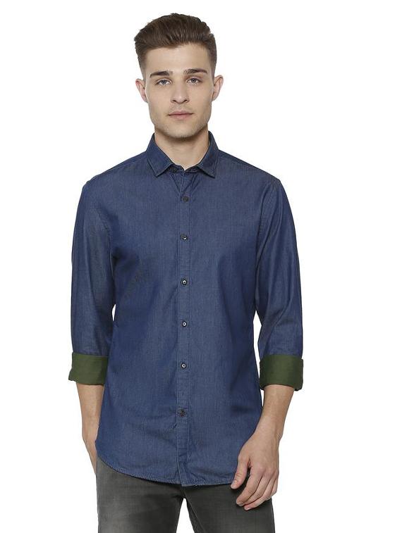 blue cotton casual shirt (reversible) - 15648032 - Zoom Image - 2